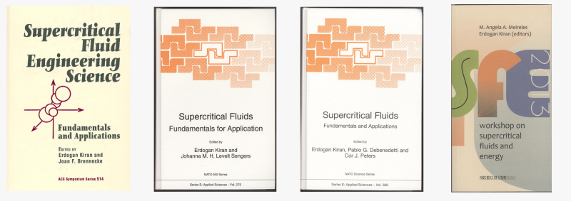 Image of four book covers on Supercritical Fluid Science edited by Professor Kiran.  